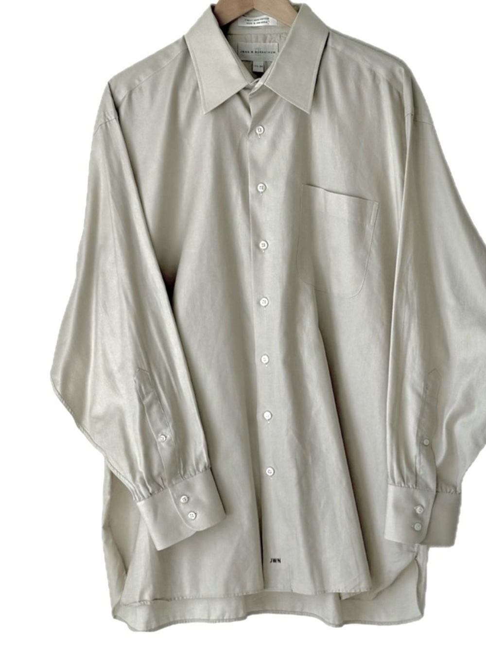 Vintage 90s John W. Nordstrom Beige Cotton Dress Shirt Men’s Size 17.5-34